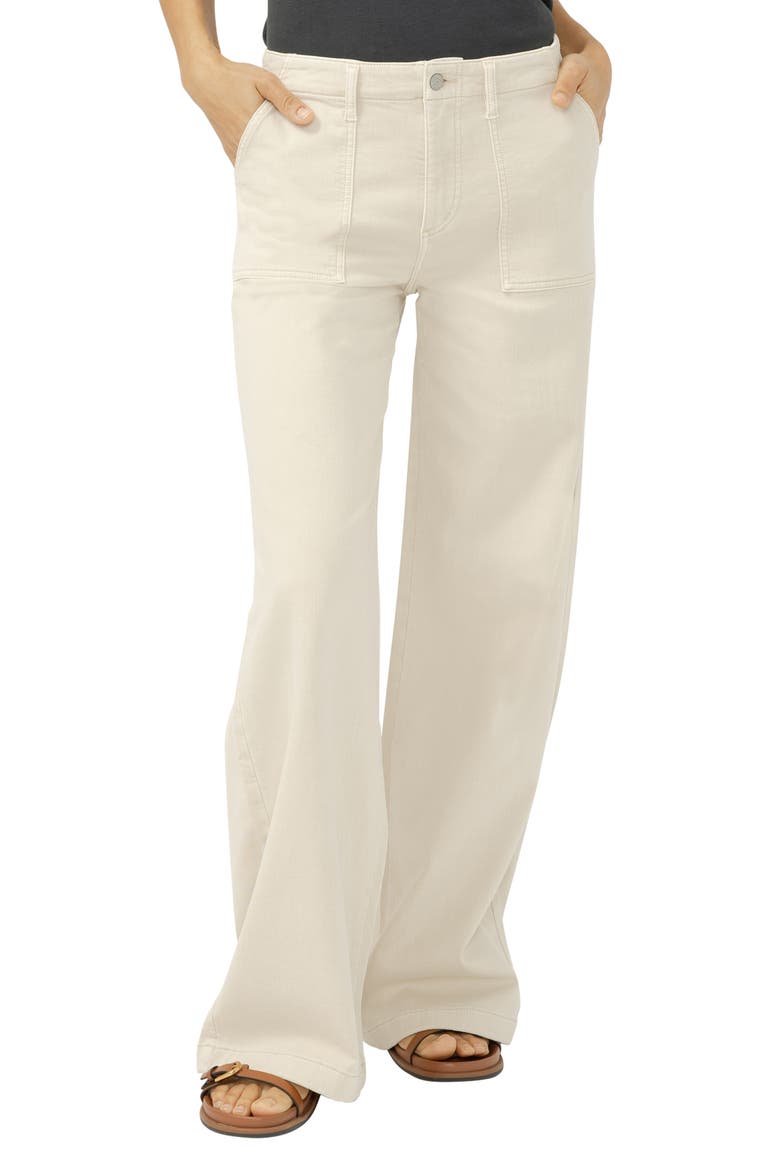 Lightweight Wide Leg Knit Flex Denim Pants, Main, color, CREAM