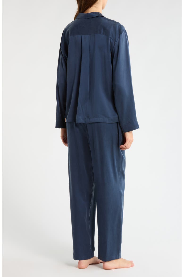 Print Washable Silk Pajamas, Alternate, color, DEEP BLUE