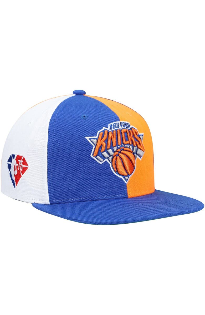 Mitchell & Ness Men's Mitchell & Ness Blue New York Knicks NBA 75th Anniversary What The? Snapback Hat, Main, color, 