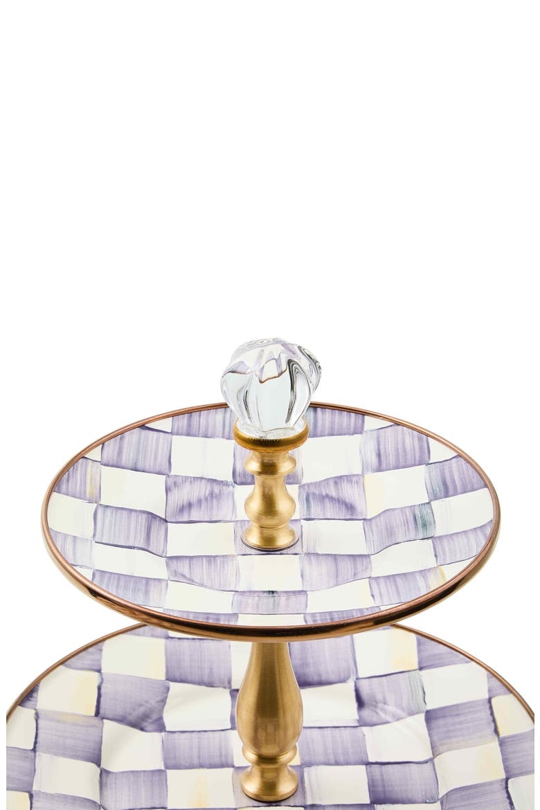 Violet Check Three Tier Sweet Stand, Alternate, color, VIOLET