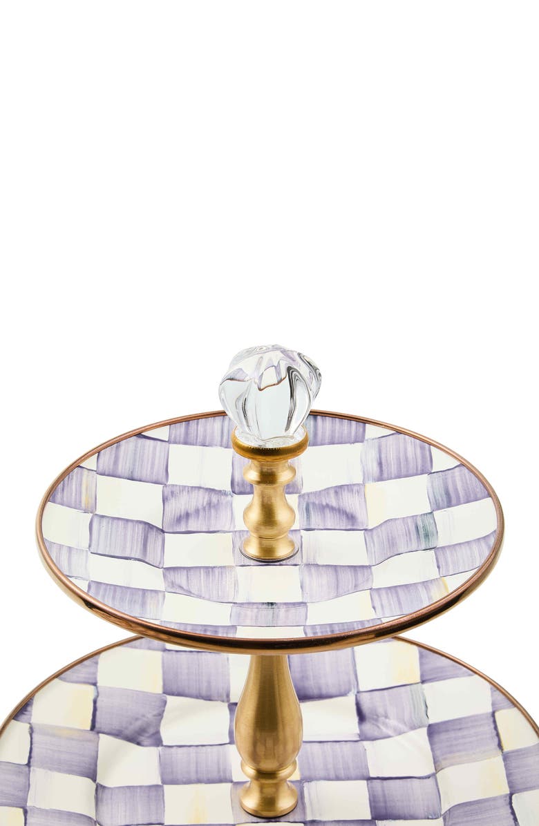 MACKENZIE CHILDS Violet Check Three Tier Sweet Stand, Alternate, color, Violet