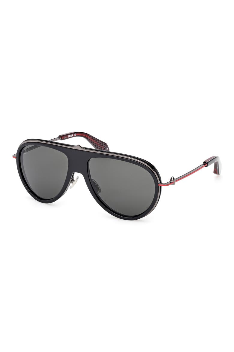 63mm Pilot Sunglasses, Alternate, color, BLACK / GUNMETAL RED ENAMEL
