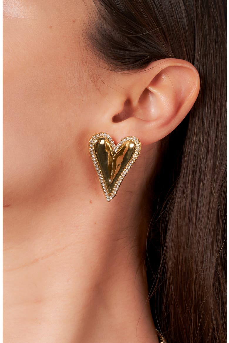 Heart Stud Earrings, Alternate, color, GOLD