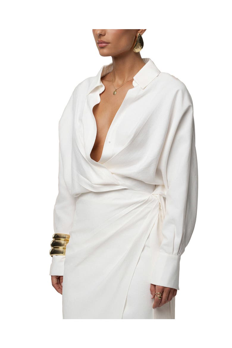 Skyline Wrap Midi Dress, Alternate, color, Ivory