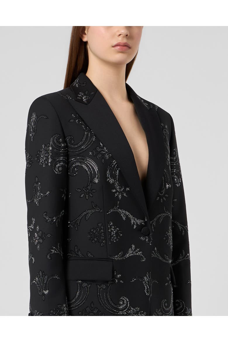 Boyfriend's Fit Blazer Baroque Strass Women, Alternate, color, black