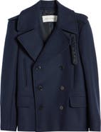 Dries Van Noten Rafaell Double Breasted Wool Blend Peacoat