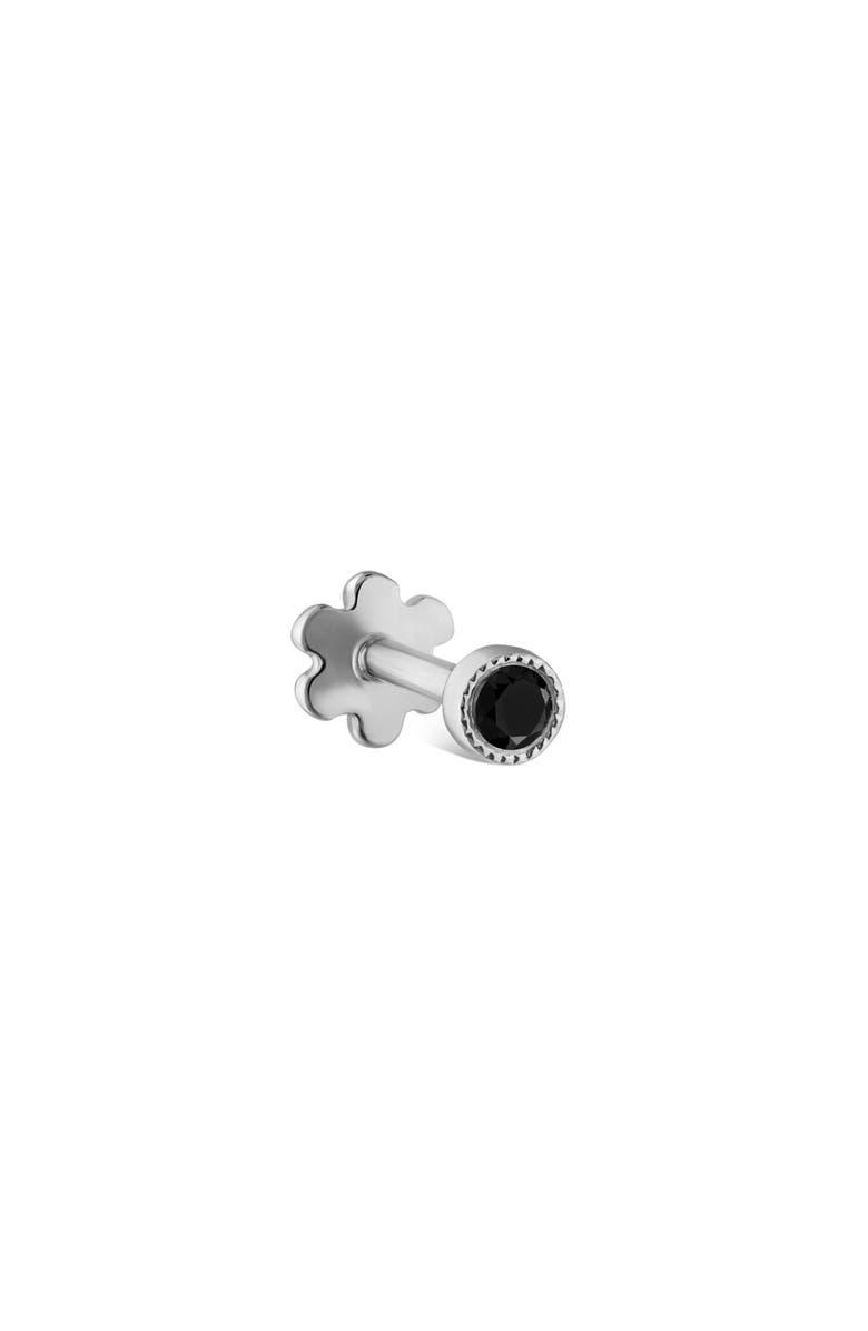 MARIA TASH Scalloped Black Diamond Stud Earring, Main, color, White Gold