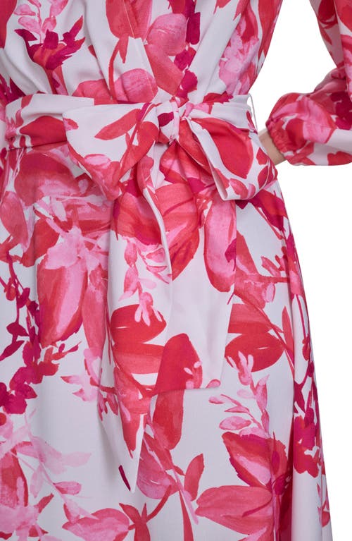 Calvin Klein Floral Balloon Sleeve Fit & Flare Dress In Watermelon Multi