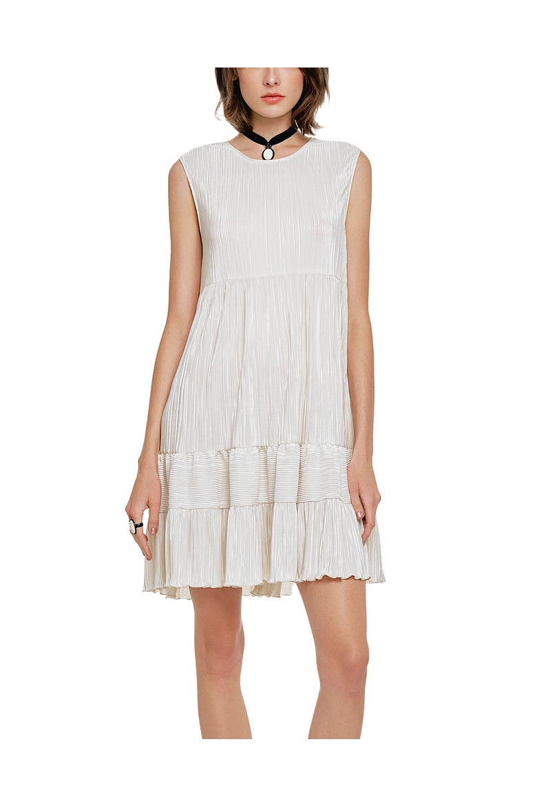 Plisse Babydoll  Dress, Main, color, Cream