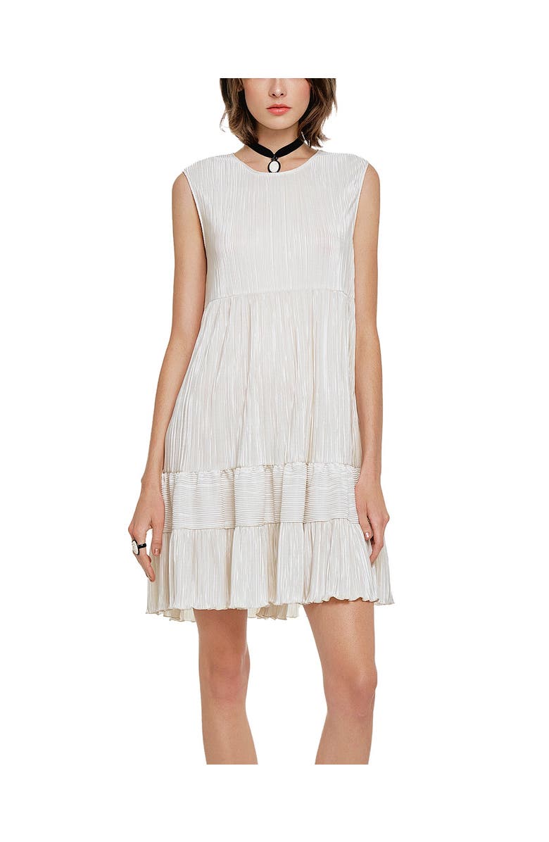 Anna Sui Plisse Babydoll Dress, Main, color, Cream