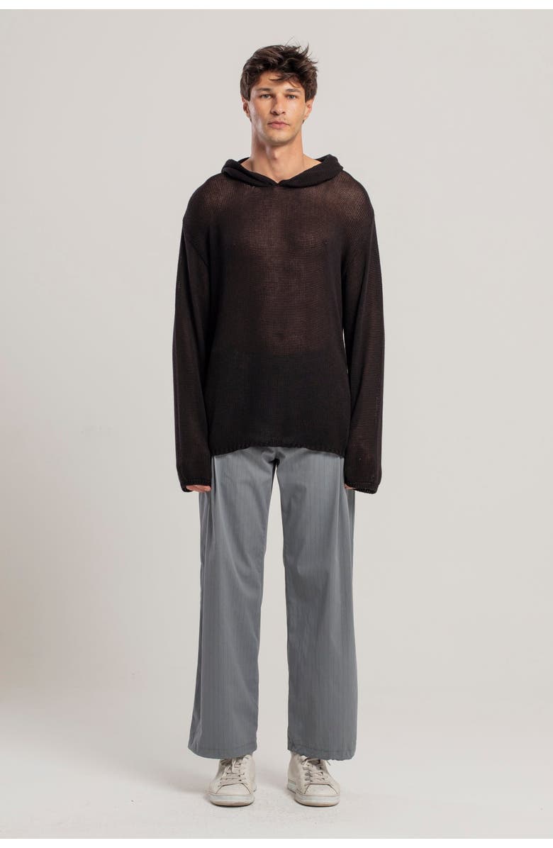 PCFG Cotton Blend Knitted Hoodie With Woven Patch, Alternate, color, Black