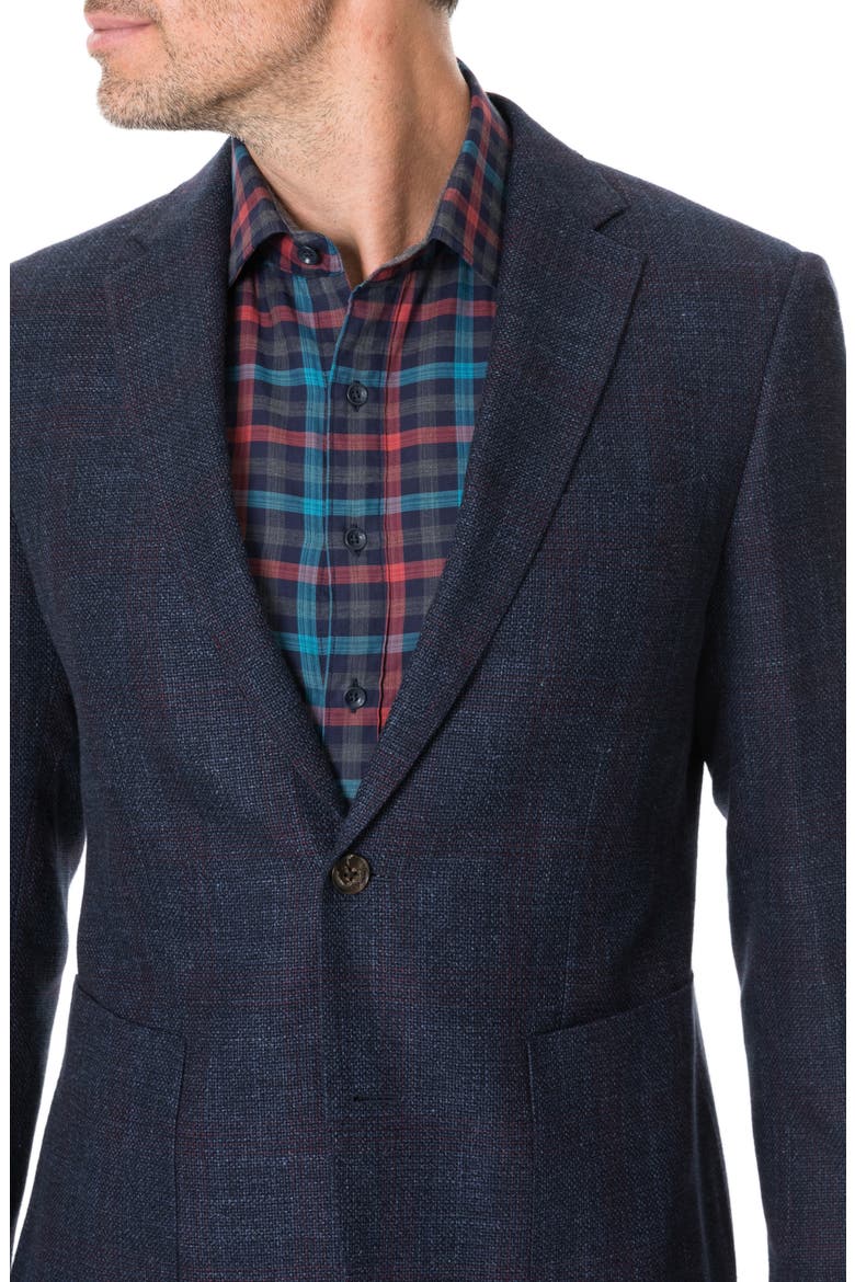 The Forks Regular Fit Check Wool & Cotton Sport Coat, Alternate, color, BLUE GRAPHITE