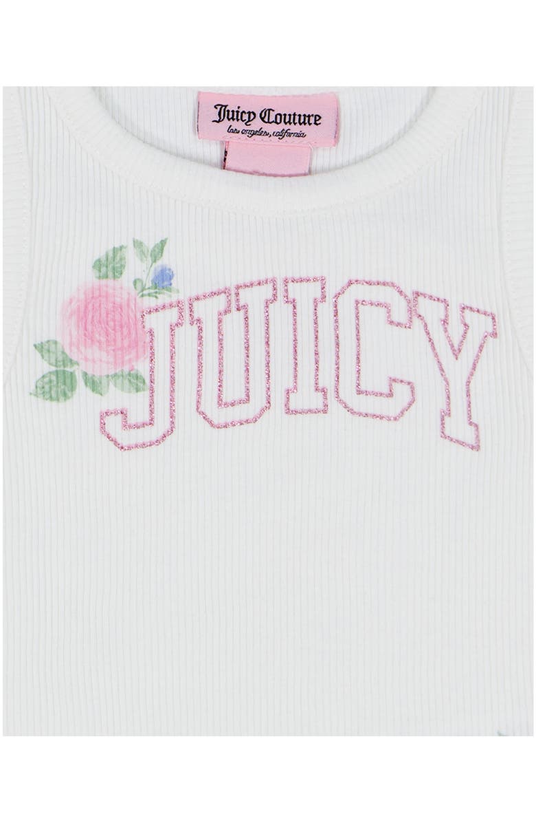 Juicy Couture Kids' Floral French Terry Hoodie, Tank & Shorts Set, Alternate, color, White