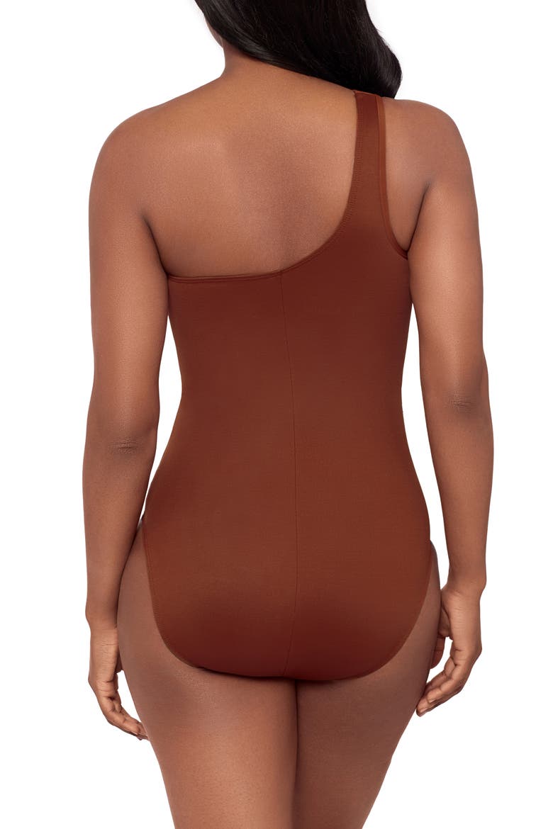 Jena One-Shoulder One-Piece Swimsuit, Alternate, color, COPPER BROWN