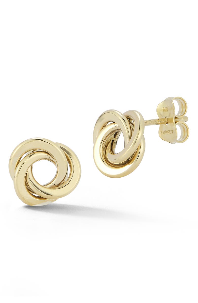 Ember Fine Jewelry 14K Love Knot Stud Earrings, Main, color, Gold