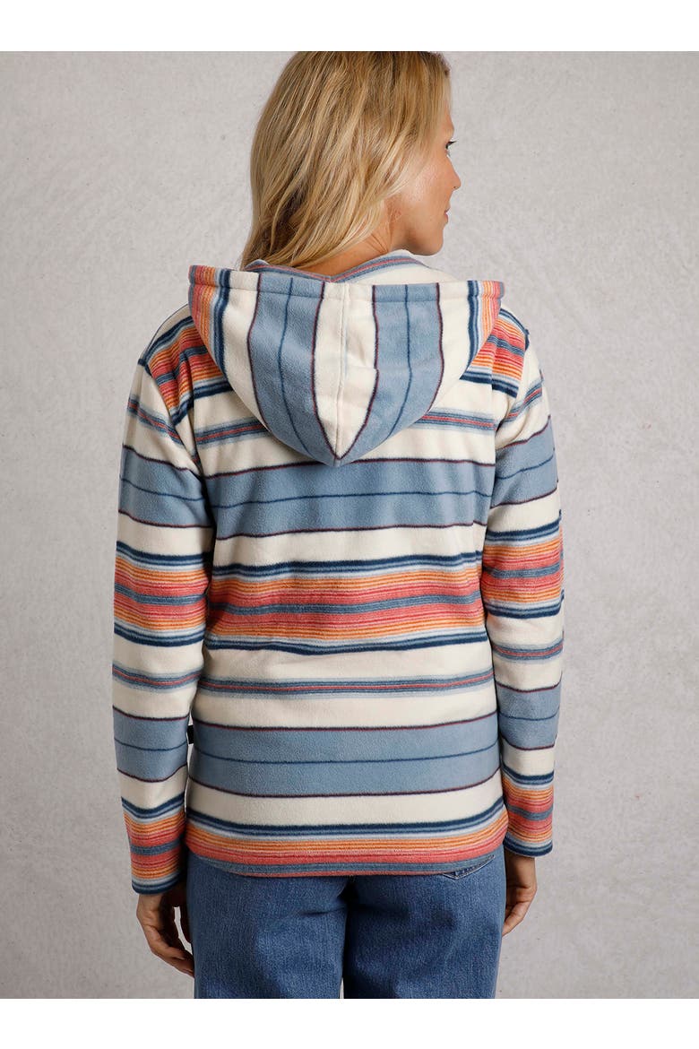 Lana 1/4 Zip Stripe Microfleece Hoodie, Alternate, color, Ecru