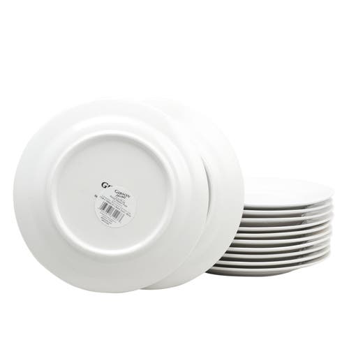 Gibson Home Noble Court 7.5 Inch Dessert Plate Set , Set Of 12 In White