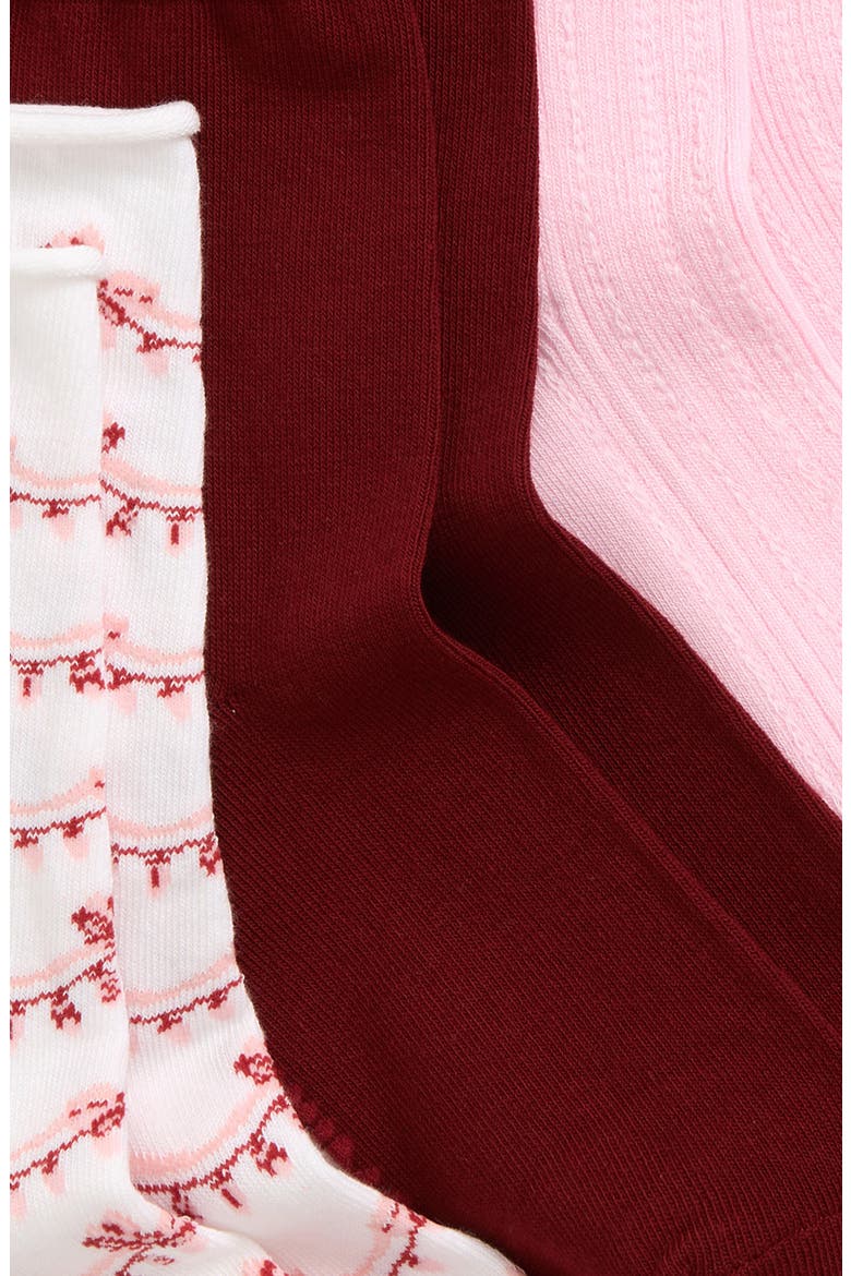 Assorted 3-Pack Textured Crew Socks, Alternate, color, SNOW RIBBON MULTI