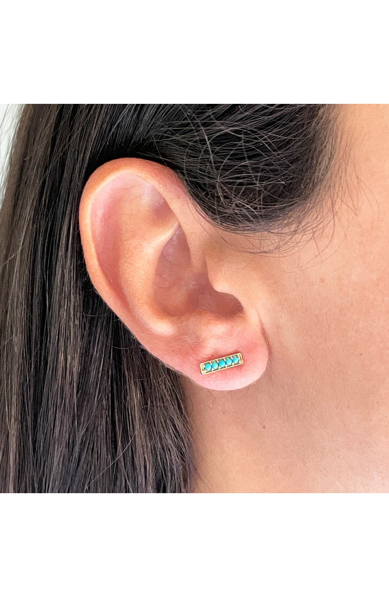 The Lovery Fine Jewelry Turquoise Bead Bar Stud Earrings, Alternate, color, Turquoise