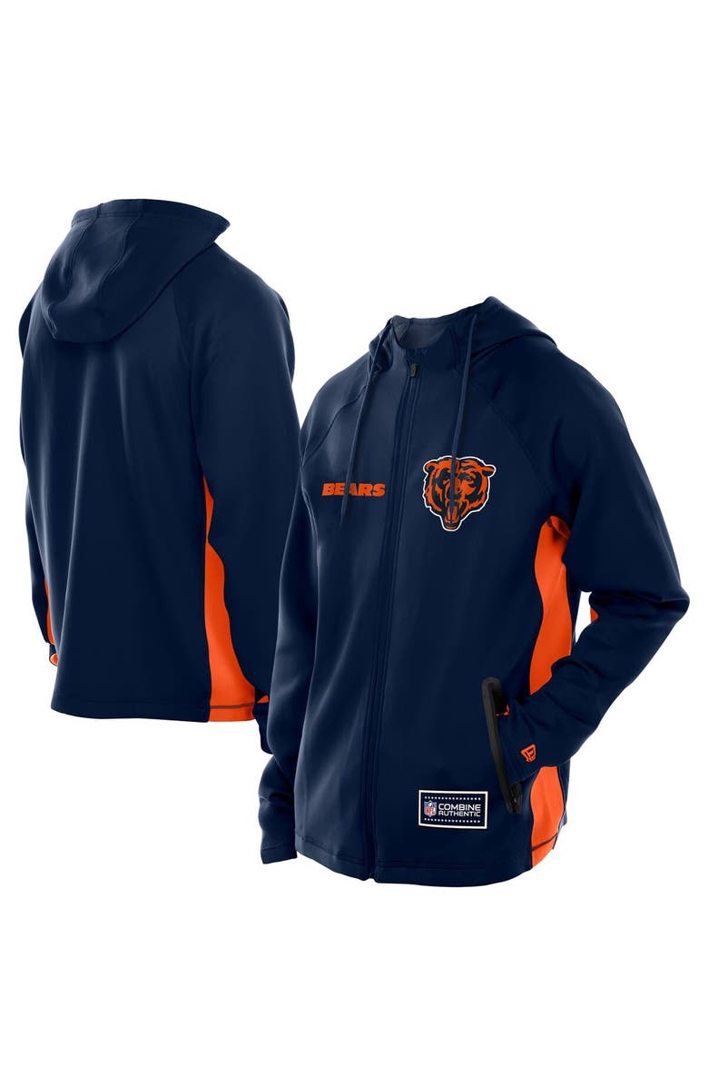 New Era Men's New Era Navy Chicago Bears Combine Authentic Raglan Scuba Full-Zip Hoodie, Main, color, Navy