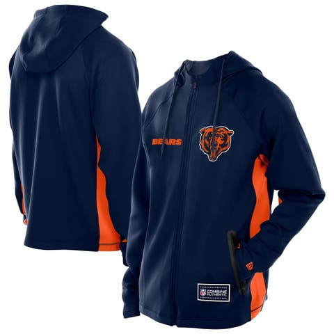 Men's New Era  Navy Chicago Bears Combine Authentic Raglan Scuba Full-Zip Hoodie