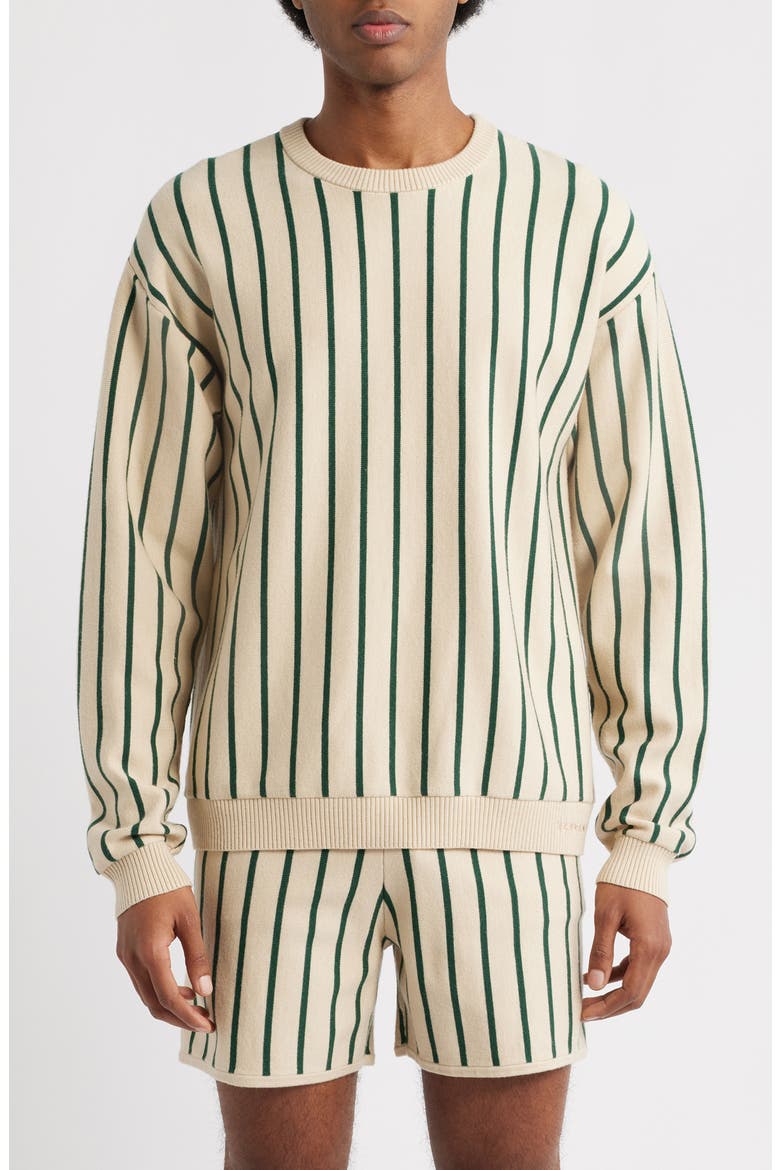 Emerald Stripe Crewneck Sweater, Main, color, GREEN