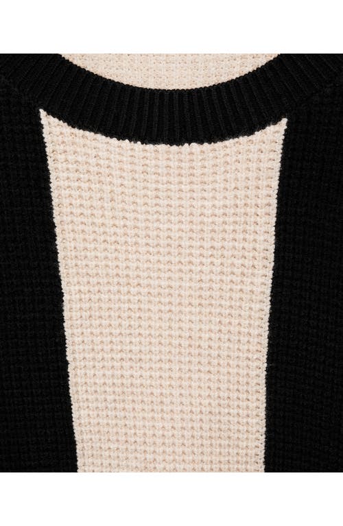 Mango Pitera Stripe Crewneck Sweater In Black