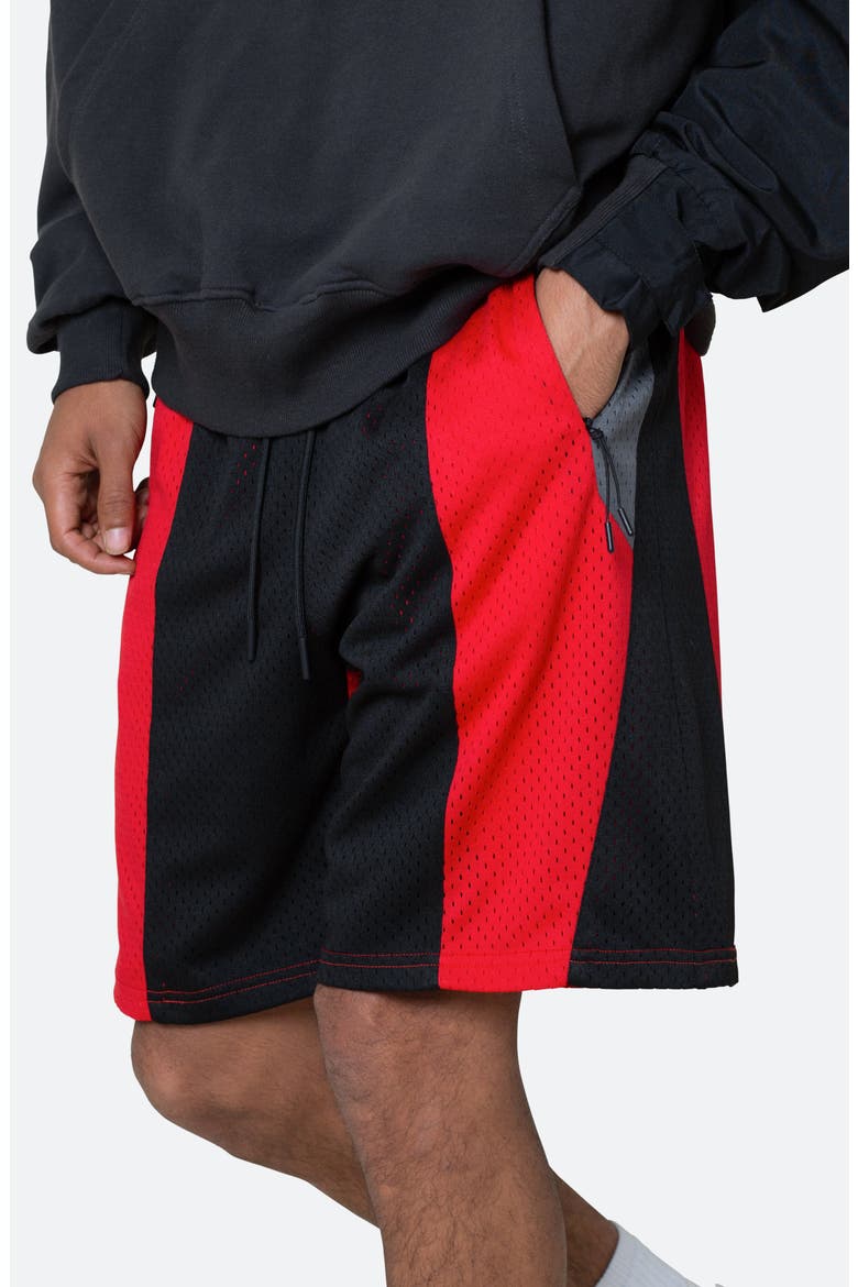 Mesh Paneled Shorts, Alternate, color, BLACK/ RED