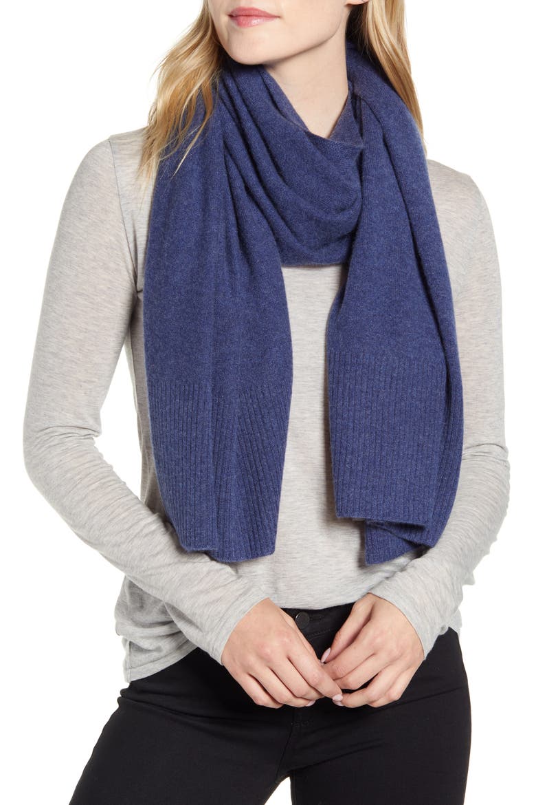 Cashmere Scarf, Main, color, BLUE CAPTAIN HEATHER