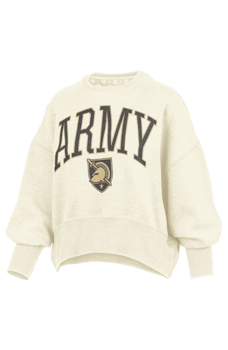 PRESSBOX Women's Pressbox Natural Army Black Knights Oversized Waist-Length Crewneck Sweatshirt, Alternate, color, 