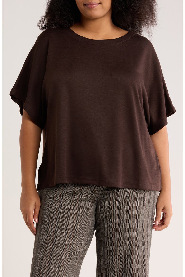 Short Sleeve Sweater, Main, color, CHOCOLATE BROWN