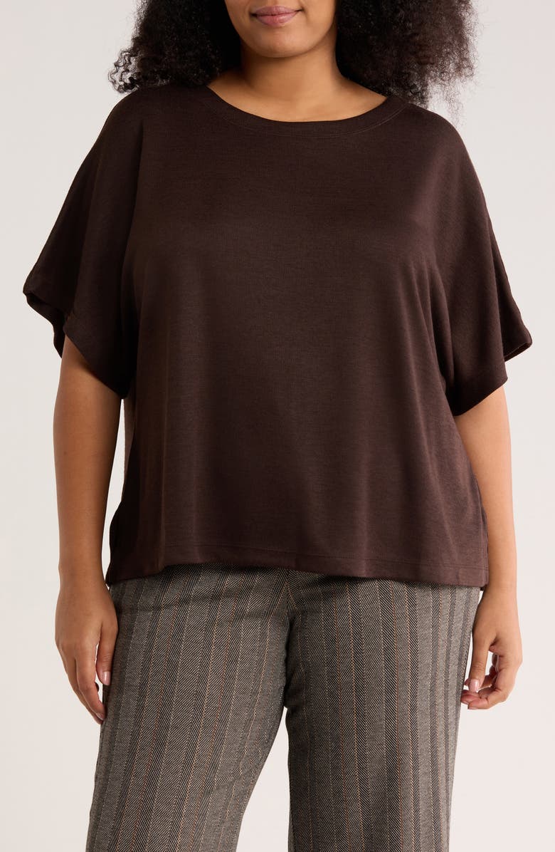MAX STUDIO Short Sleeve Sweater, Main, color, Chocolate Brown