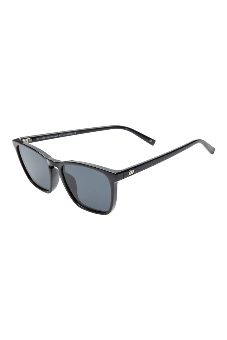 Bad Medicine 55mm Alternate Fit Rectangular Sunglasses, Alternate, color, BLACK/ SMOKE