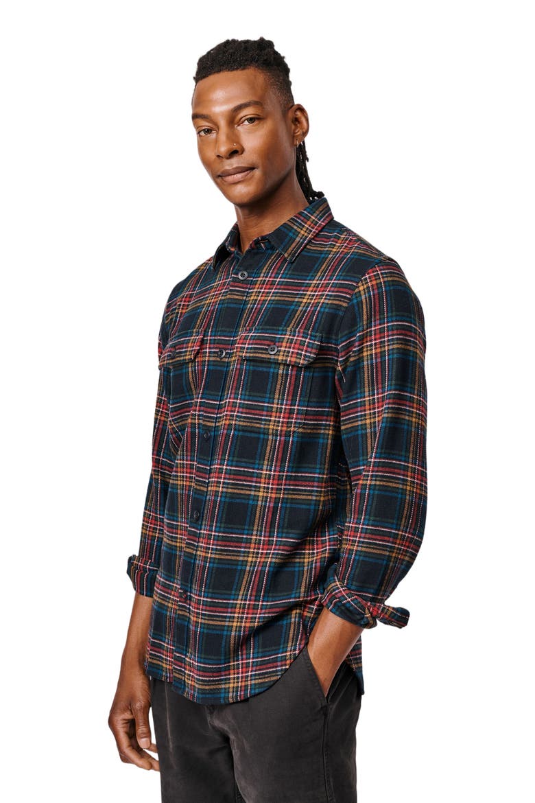 Crowle Button Up Flannel Shirt, Main, color, Black Check