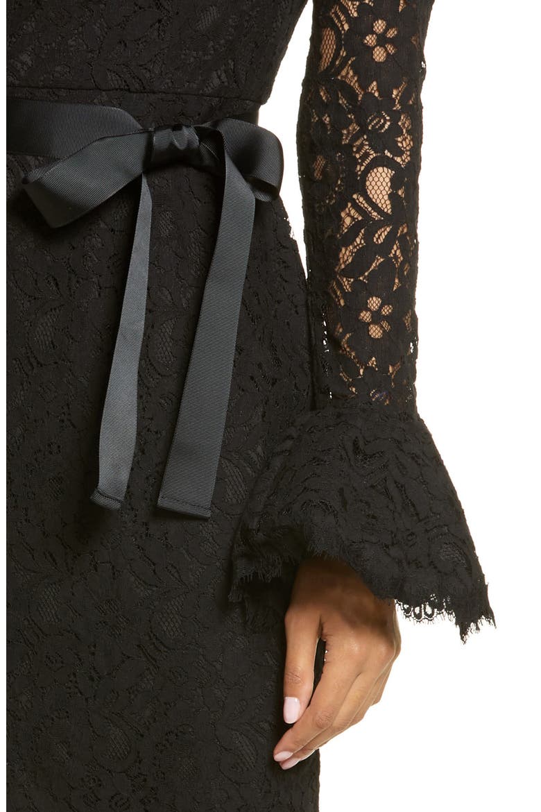 Long Sleeve Lace Sheath Dress, Alternate, color, BLACK