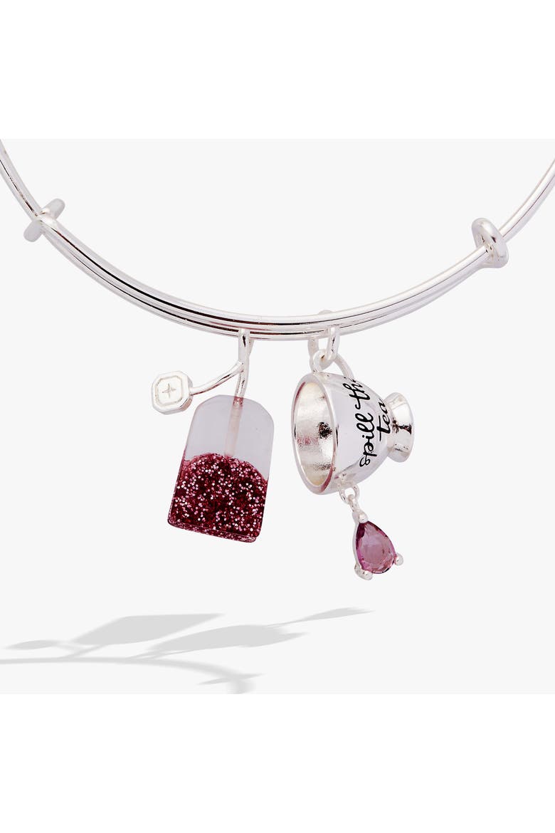 'Spill the Tea' Cup & Tea Bag Charm Bangle, Alternate, color, Silver