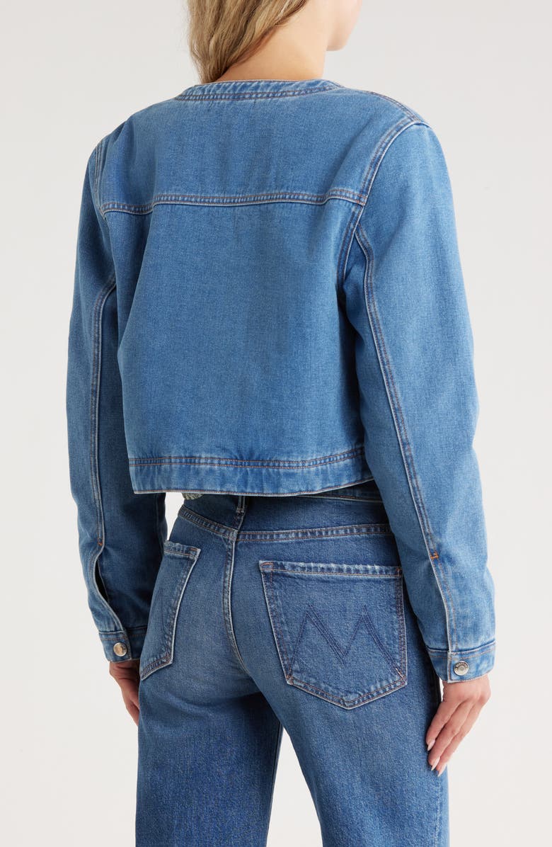 Veronica Beard Brandy Quilted Lined Crop Denim Jacket, Alternate, color, Bright Serendipity