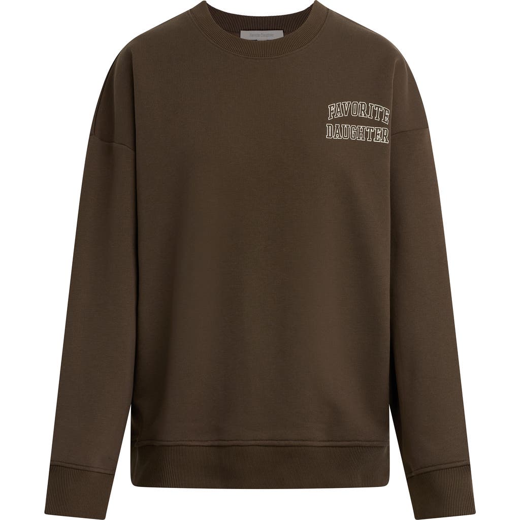 Favorite Daughter The Collegiate Chest Logo Sweatshirt In Brown