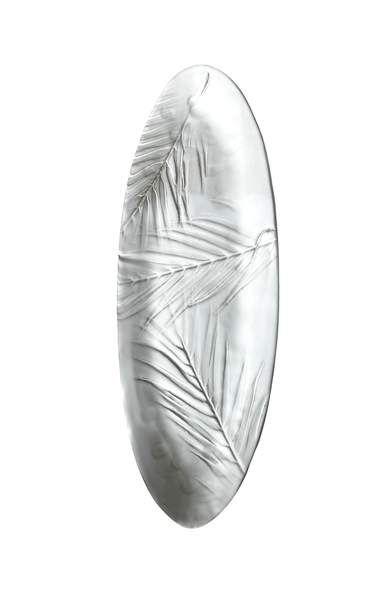 Gina de Santis Ceramics Sandalwood Fern Oval Platter, Main, color, Sand