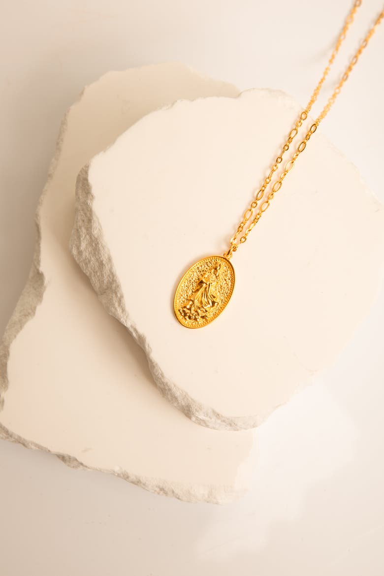 Quan Yin Goddess of Compassion & Mercy Necklace, Alternate, color, Gold