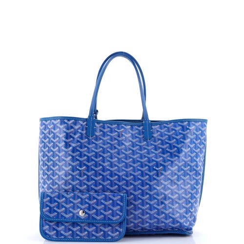 Pre-owned Goyard  Goyard Anjou Reversible Tote Coated Canvas Pm In Blue