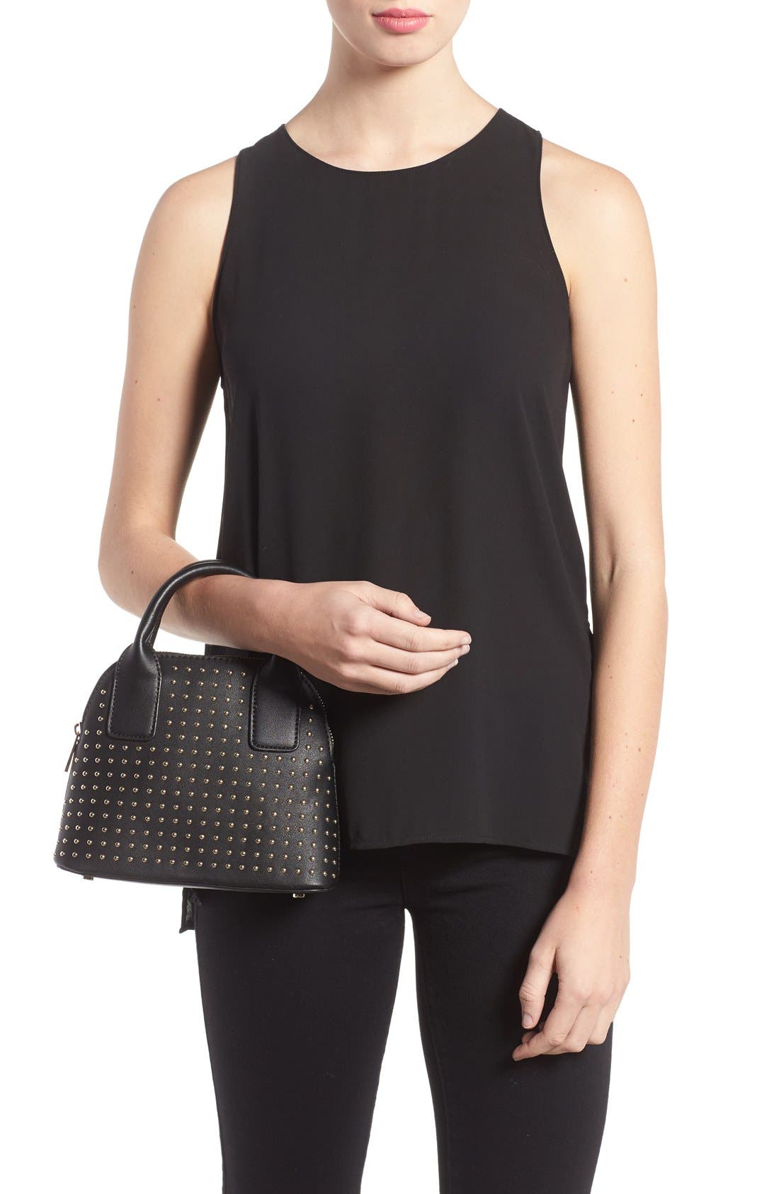 Sole Society Amalia Studded Dome Faux Leather Satchel, Alternate, color, 