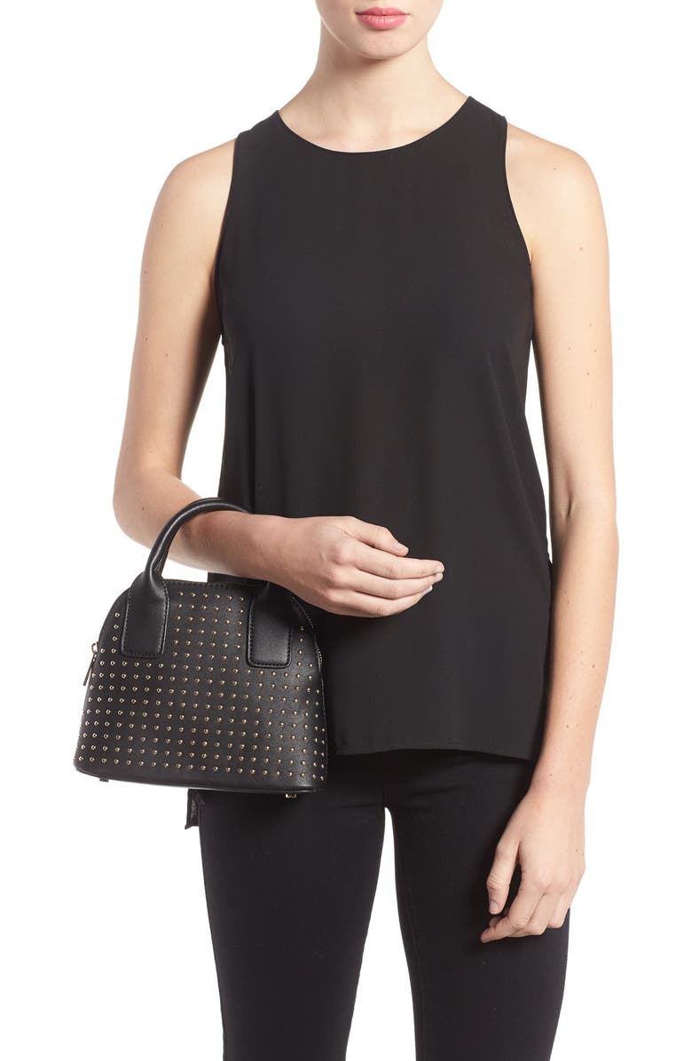 Sole Society Amalia Studded Dome Faux Leather Satchel, Alternate, color,
