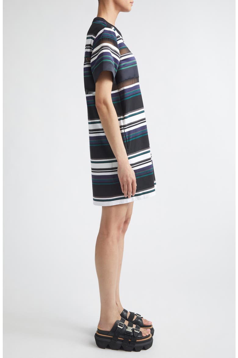 Stripe Cotton Jersey T-Shirt Dress, Alternate, color, BLACK