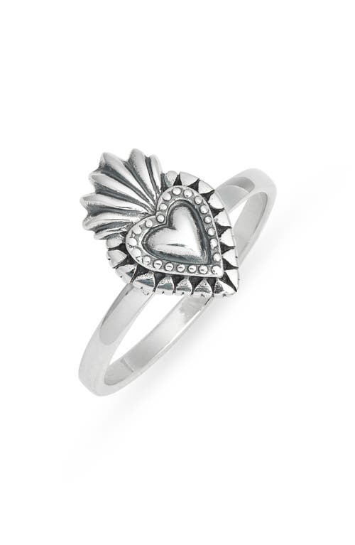 Child Of Wild Milagros Flaming Heart Ring In Silver