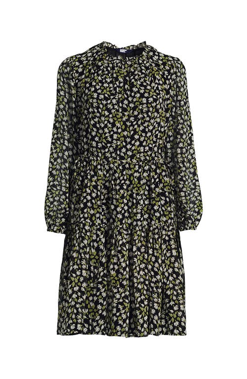Lands' End Chiffon Above The Knee Adjustable Dress In Black