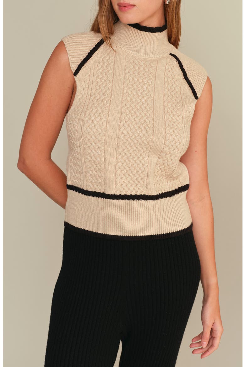 Joe Mock Neck Knit Vest, Main, color, ECRU MELANGE WITH BLACK