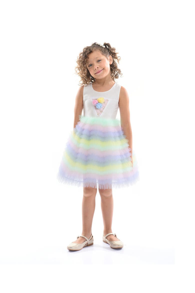 Ruffle Tiered Pom Dress, Main, color, Purple