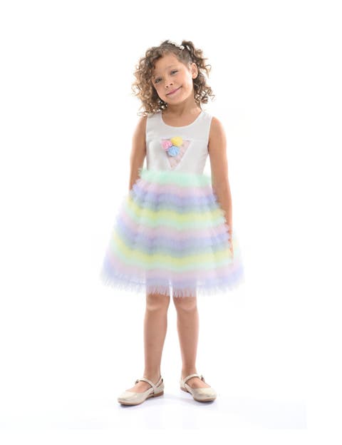 Ruffle Tiered Pom Dress (Toddler & Little Kid)
