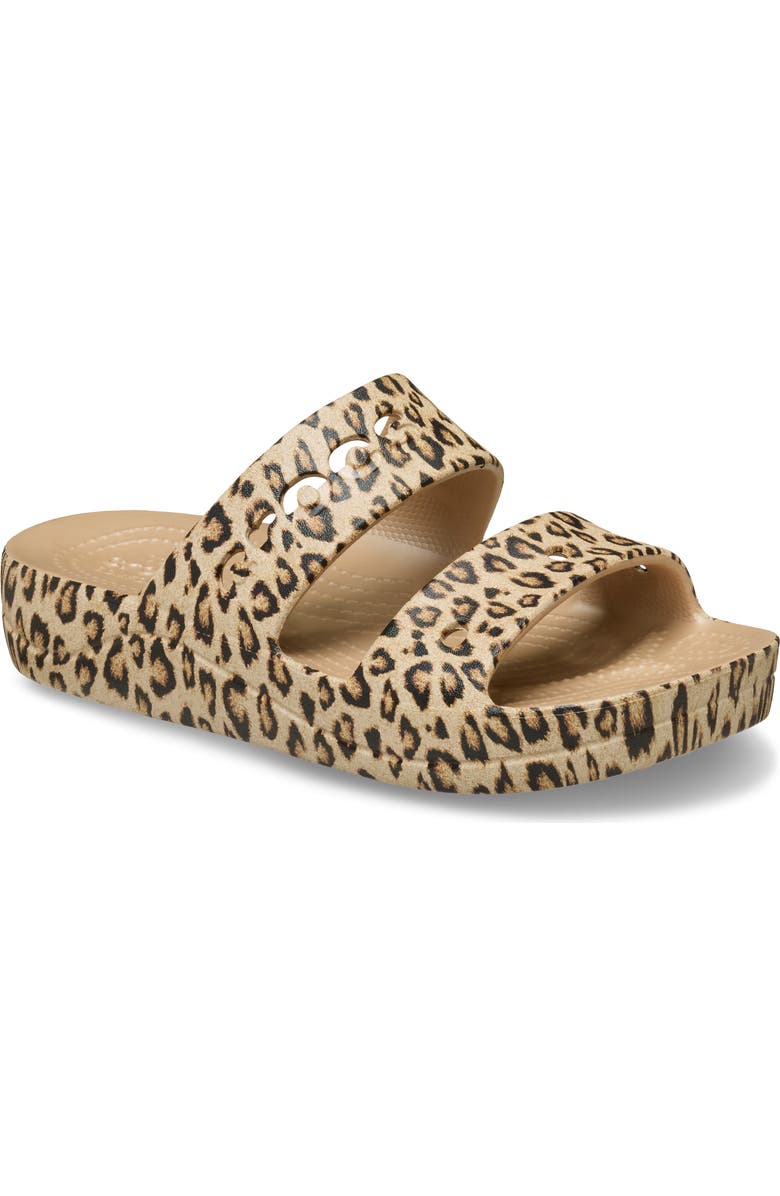 CROCS Baya Animal Platform Slide Sandal, Main, color, Leopard Gold